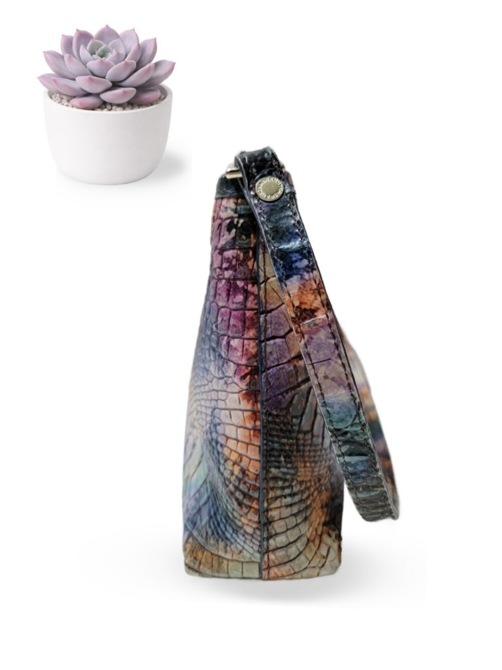 Brahmin Mini Duxbury Croc Embossed Leather Multicolor Shoulder Bag Abstract - Picture 4 of 9